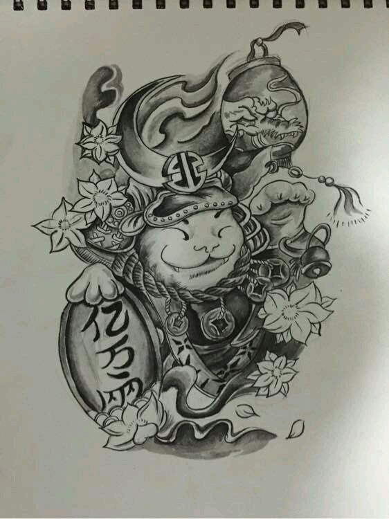150 hình xăm mèo thần tài samurai Thu hút tài lọc mạnh - Genztattoo