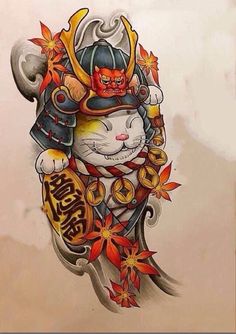 150 hình xăm mèo thần tài samurai Thu hút tài lọc mạnh - Genztattoo