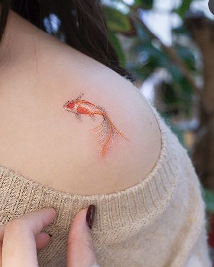 Hình xăm cá chép mini mang lại may mắn hình xăm cá chép mini mang đến tài lộc