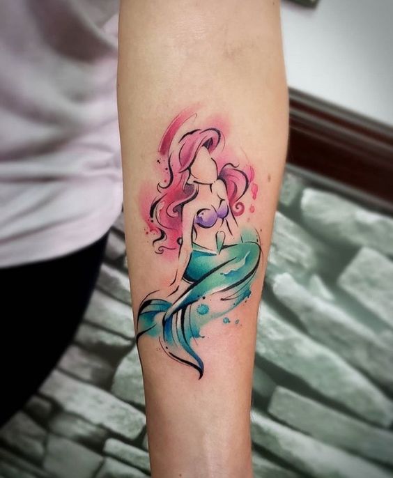 Hình xăm nàng tiên cá ngồi nhỏ 99 hình xăm nàng tiên cá mini cực xinh đẹp và dễ thương - Genztattoo