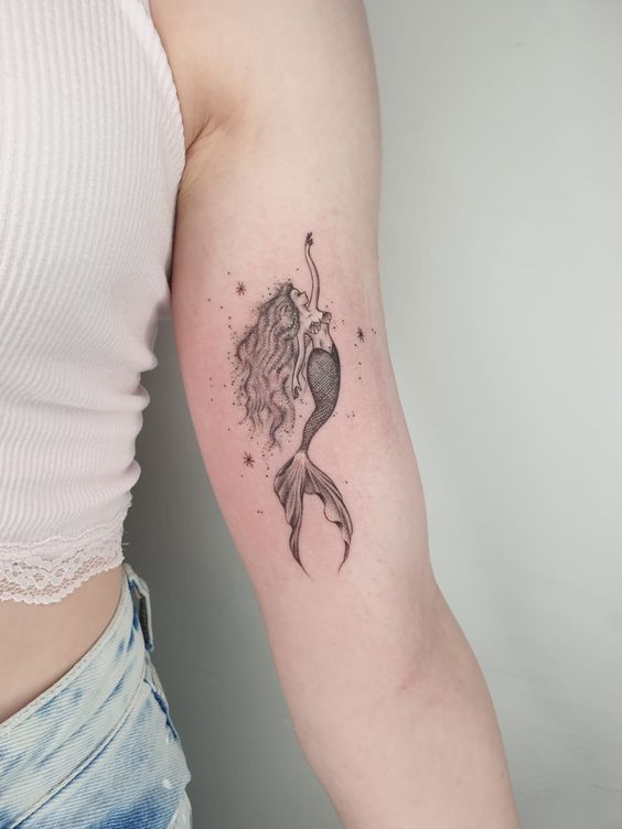 Hình xăm nàng tiên cá sống động 99 hình xăm nàng tiên cá mini cực xinh đẹp và dễ thương - Genztattoo