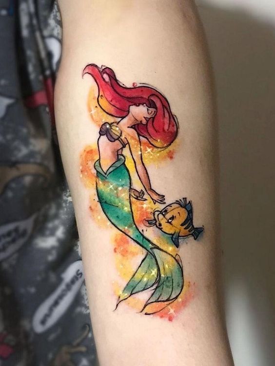 Hình xăm mini nàng tiên cá hoạt hình 99 hình xăm nàng tiên cá mini cực xinh đẹp và dễ thương - Genztattoo