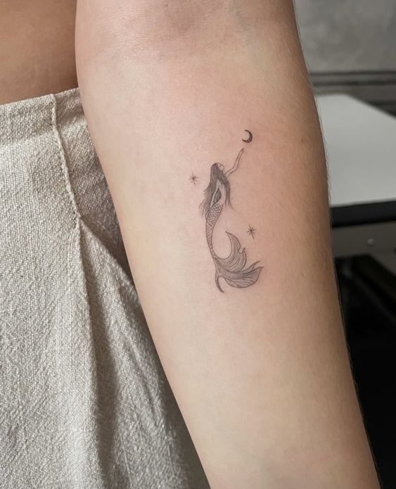 Hình xăm nàng tiên cá nhỏ đáng yêu 99 hình xăm nàng tiên cá mini cực xinh đẹp và dễ thương - Genztattoo