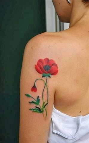 hình xăm hoa anh túc trên vai hình xăm hoa anh túc ở vai