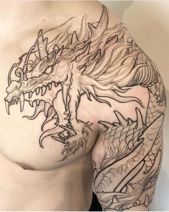 150 mẫu hình xăm rồng ở ngực cực đẹp giúp anh em lên ý tưởng - Genztattoo