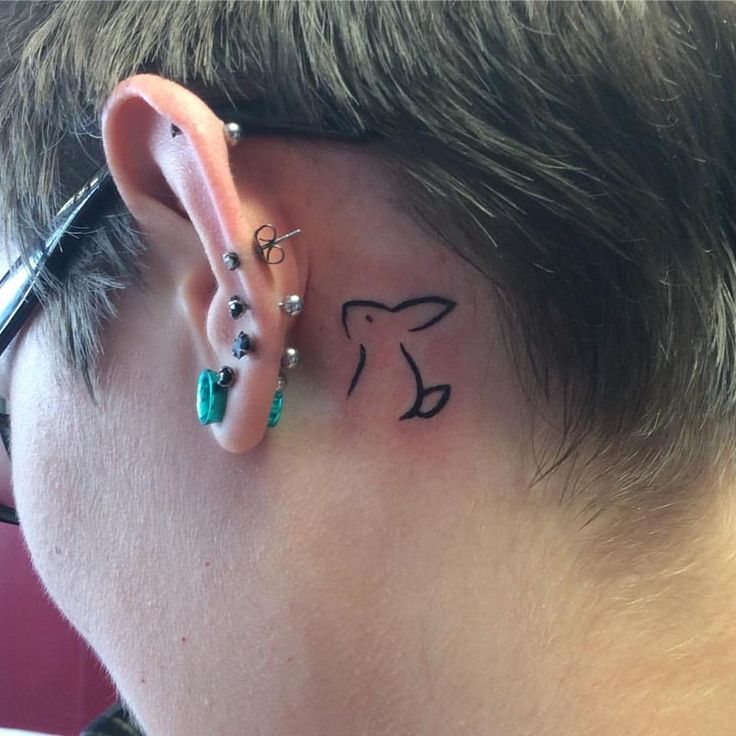 hình xăm thỏ nhỏ sau tai Gợi ý 444+ hình xăm con thỏ cute, dễ thương, độc đáo - Genztattoo