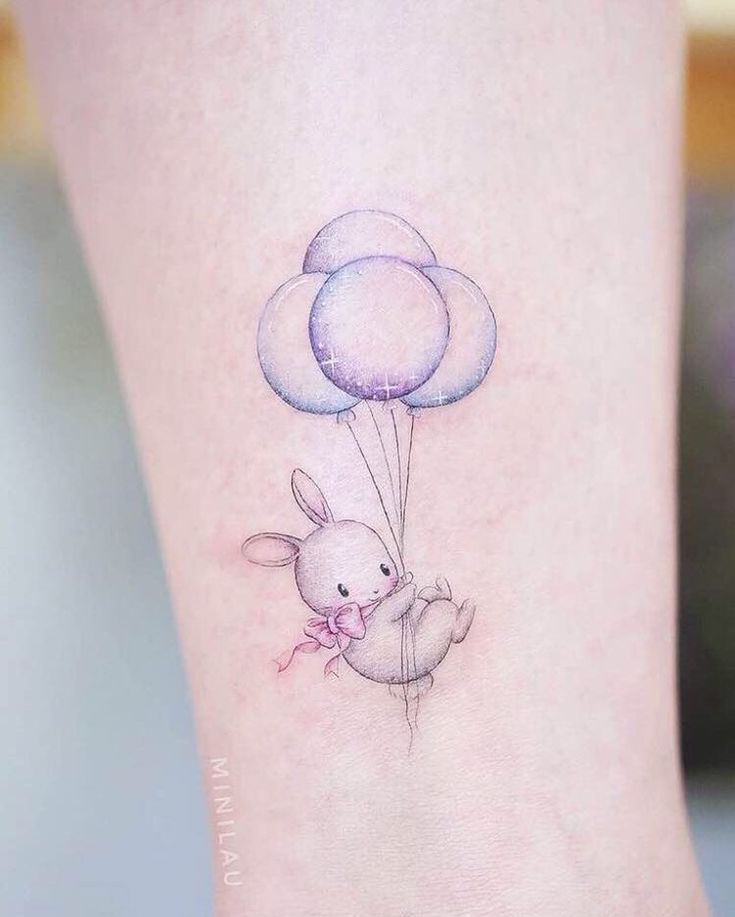 hình xăm thỏ và bóng bay Gợi ý 444+ hình xăm con thỏ cute, dễ thương, độc đáo - Genztattoo
