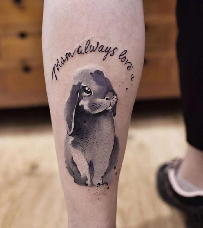 hình xăm thỏ đen trắng Gợi ý 444+ hình xăm con thỏ cute, dễ thương, độc đáo - Genztattoo