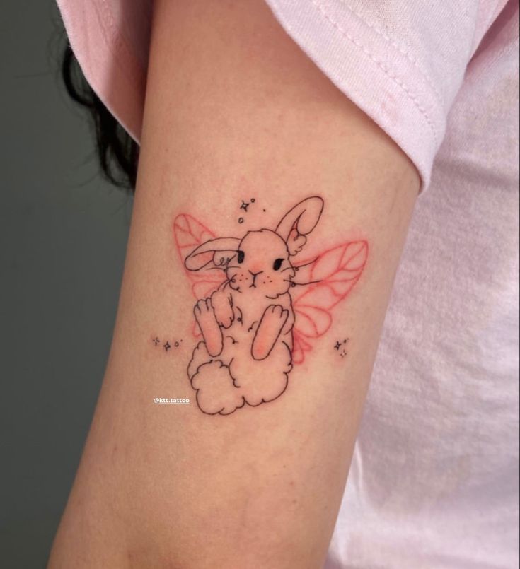 thiết kế hình xăm thỏ có cánh siêu dễ thương Gợi ý 444+ hình xăm con thỏ cute, dễ thương, độc đáo - Genztattoo