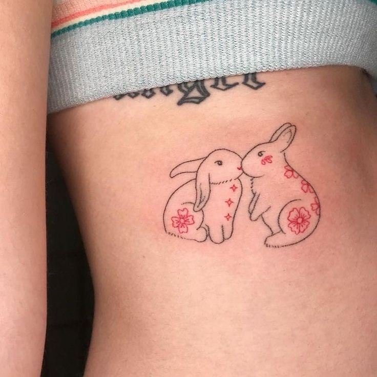 thiết kế hình xăm cặp thỏ siêu dễ thương Gợi ý 444+ hình xăm con thỏ cute, dễ thương, độc đáo - Genztattoo