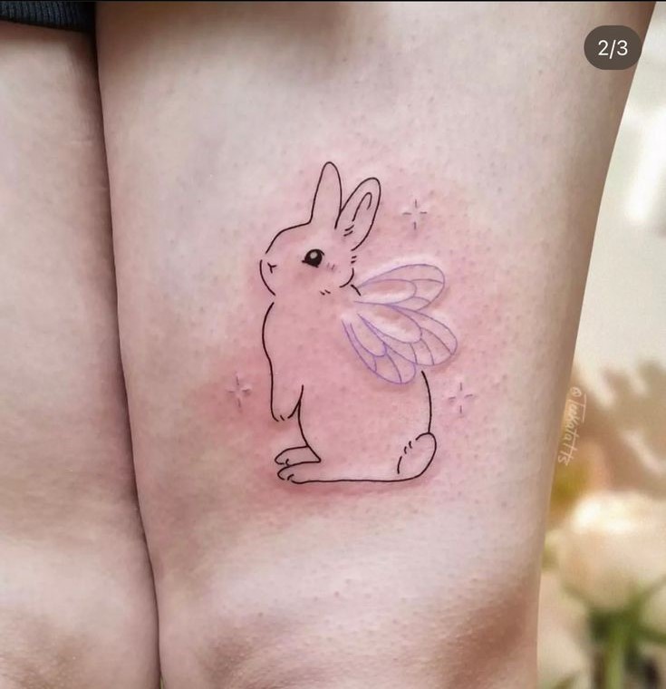 hình xăm thỏ ở đùi Gợi ý 444+ hình xăm con thỏ cute, dễ thương, độc đáo - Genztattoo