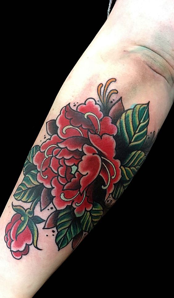 Tattoo hoa quỳnh đỏ đẹp
