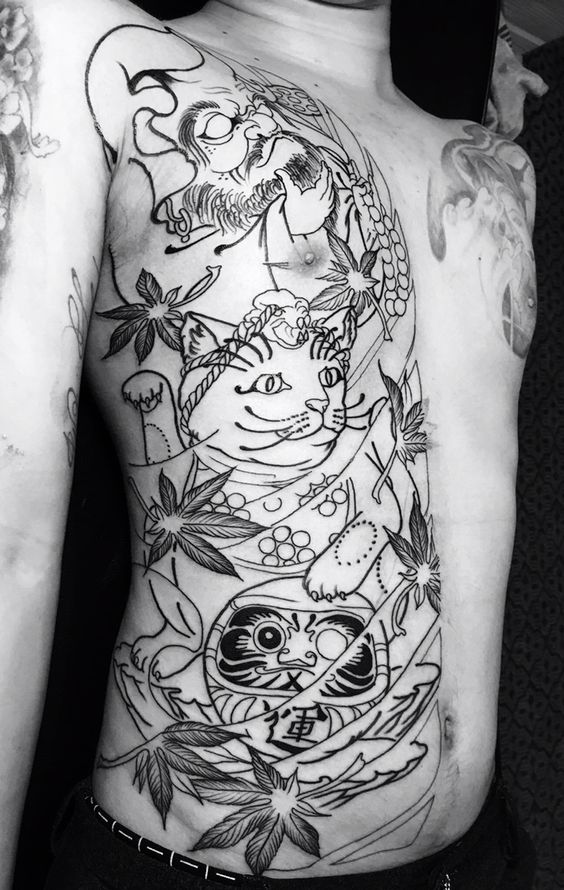 99+ hình xăm mèo thần tài ở bụng ý nghĩa - Genztattoo