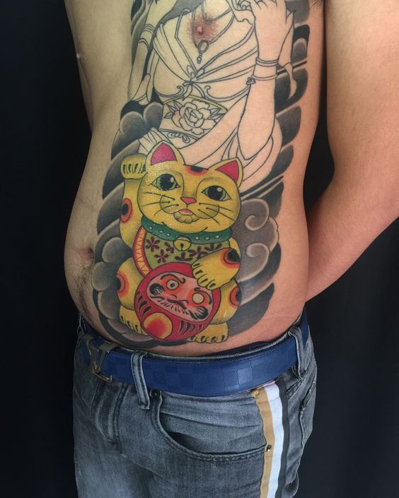 99+ hình xăm mèo thần tài ở bụng ý nghĩa - Genztattoo