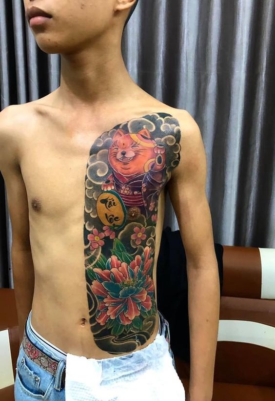 99+ hình xăm mèo thần tài ở bụng ý nghĩa - Genztattoo