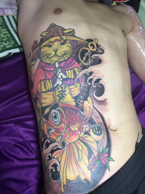 99+ hình xăm mèo thần tài ở bụng ý nghĩa - Genztattoo