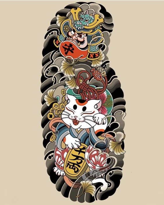 99+ hình xăm mèo thần tài ở bụng ý nghĩa - Genztattoo
