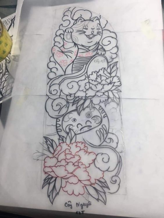 99+ hình xăm mèo thần tài ở bụng ý nghĩa - Genztattoo