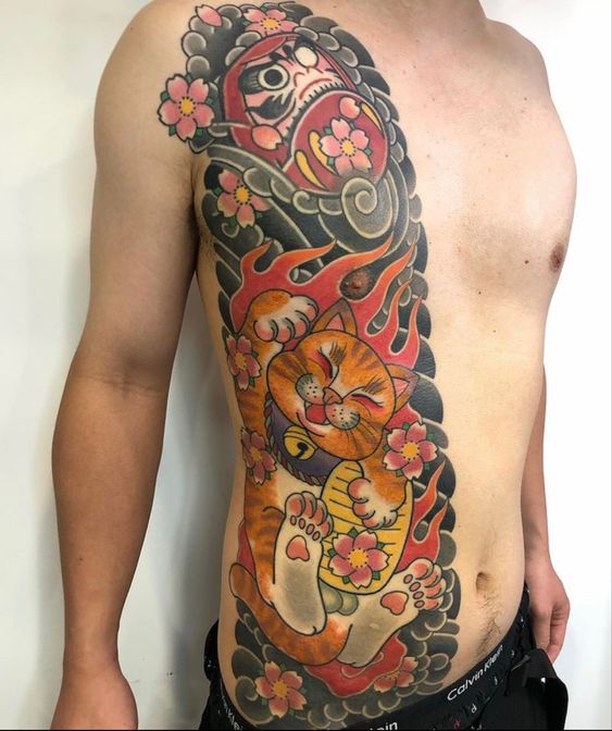 99+ hình xăm mèo thần tài ở bụng ý nghĩa - Genztattoo