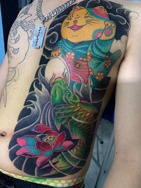 99+ hình xăm mèo thần tài ở bụng ý nghĩa - Genztattoo