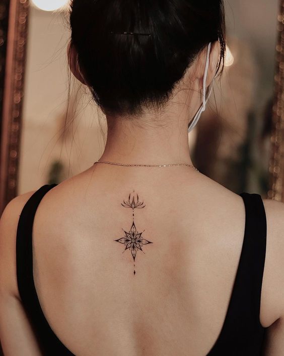 Hình xăm hoa sen mini tinh khiết ở gáy Tuyển chọn 250 hình xăm mini ở gáy cho nam và nữ độc lạ - Genztattoo