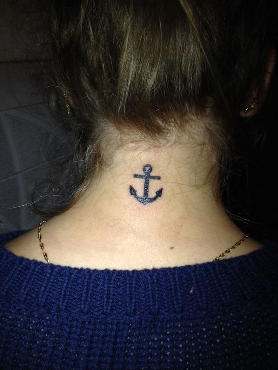hình xăm mỏ neo mini cho phụ nữ Tuyển chọn 250 hình xăm mini ở gáy cho nam và nữ độc lạ - Genztattoo