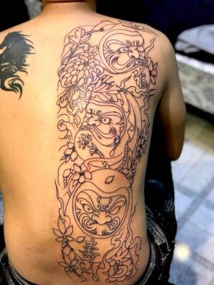 xăm 3 anh em daruma siêu đẹp