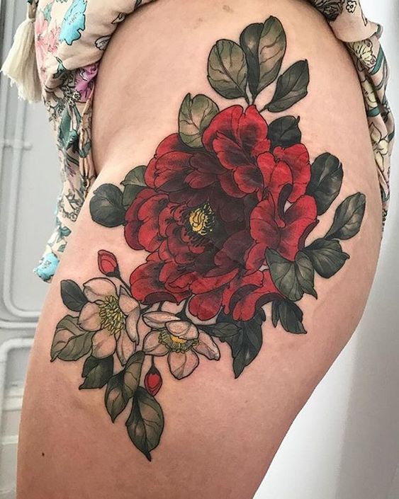 hình xăm hoa đẹp cho phụ nữ trên đùi 333+ hình xăm hoa đẹp cho nữ nhẹ nhàng và tinh tế - Genztattoo