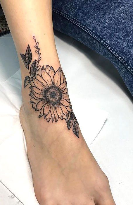 Hình xăm hoa hướng dương ở chân 333+ hình xăm hoa đẹp cho nữ nhẹ nhàng và tinh tế - Genztattoo