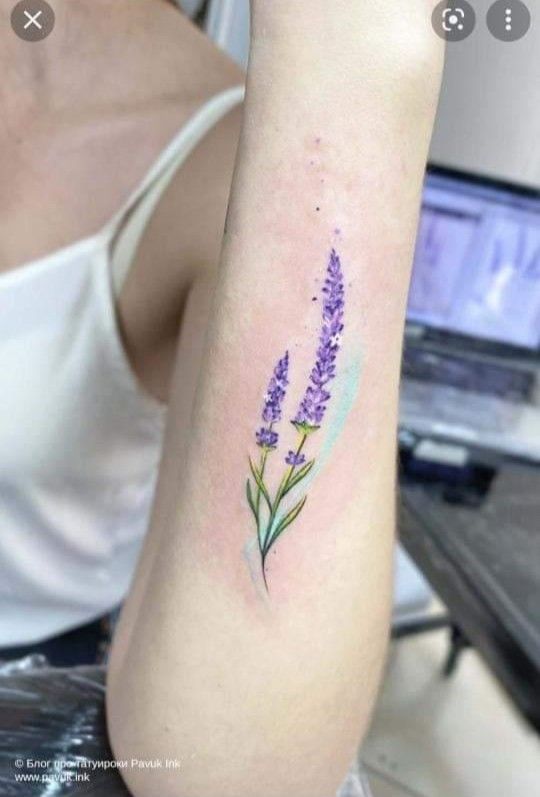 Thiết kế hình xăm hoa oải hương đẹp cho phụ nữ trên cánh tay 333+ hình xăm hoa đẹp cho nữ nhẹ nhàng và tinh tế - Genztattoo