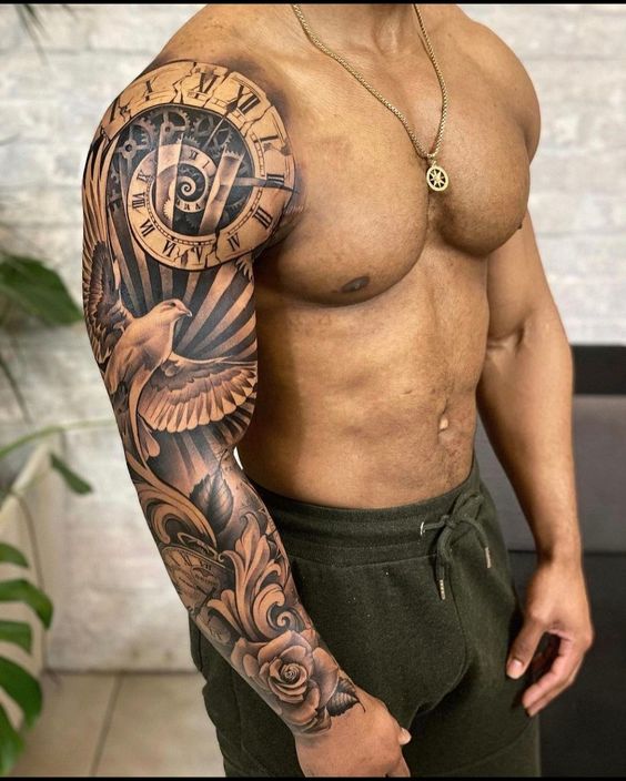 hình xăm la mã toàn cánh tay Gợi ý 333+ hình xăm la mã độc đáo và phong cách - Genztattoo