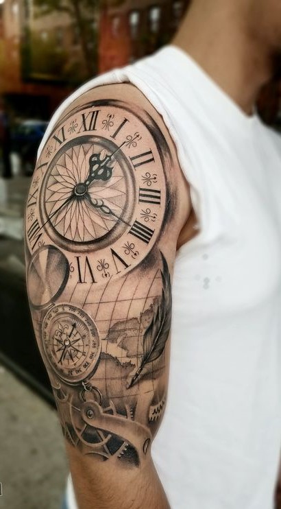 hình xăm đồng hồ la mã cho nam Gợi ý 333+ hình xăm la mã độc đáo và phong cách - Genztattoo