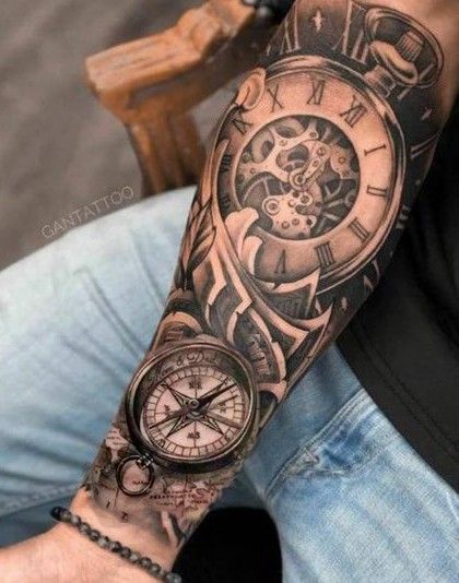 Hình xăm đồng hồ và la bàn La Mã Gợi ý 333+ hình xăm la mã độc đáo và phong cách - Genztattoo