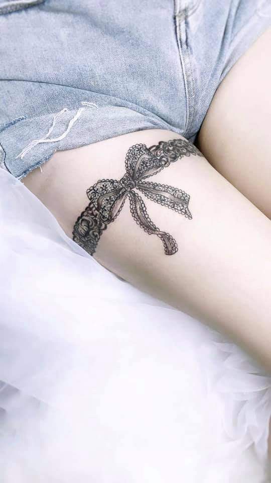 hình xăm nơ ren hình xăm vòng ren thắt nơ