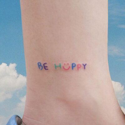 thiết kế hình xăm siêu dễ thương be happy Bộ sưu tập 666+ hình xăm chữ cute đáng yêu và đẹp mắt - Genztattoo