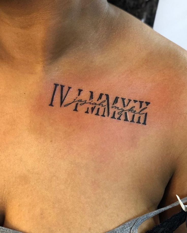 hình xăm vai của khách hàng nữ với số La Mã tattoo vai chị khách mẫu dãy chữ số la mã