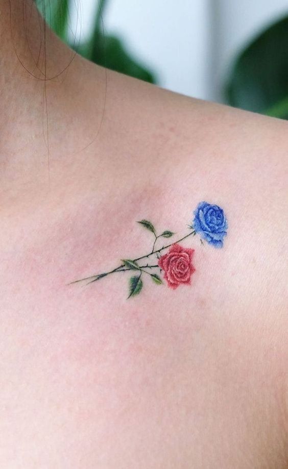 thiết kế hình xăm hoa hồng mini mẫu tattoo cành hoa hồng mini