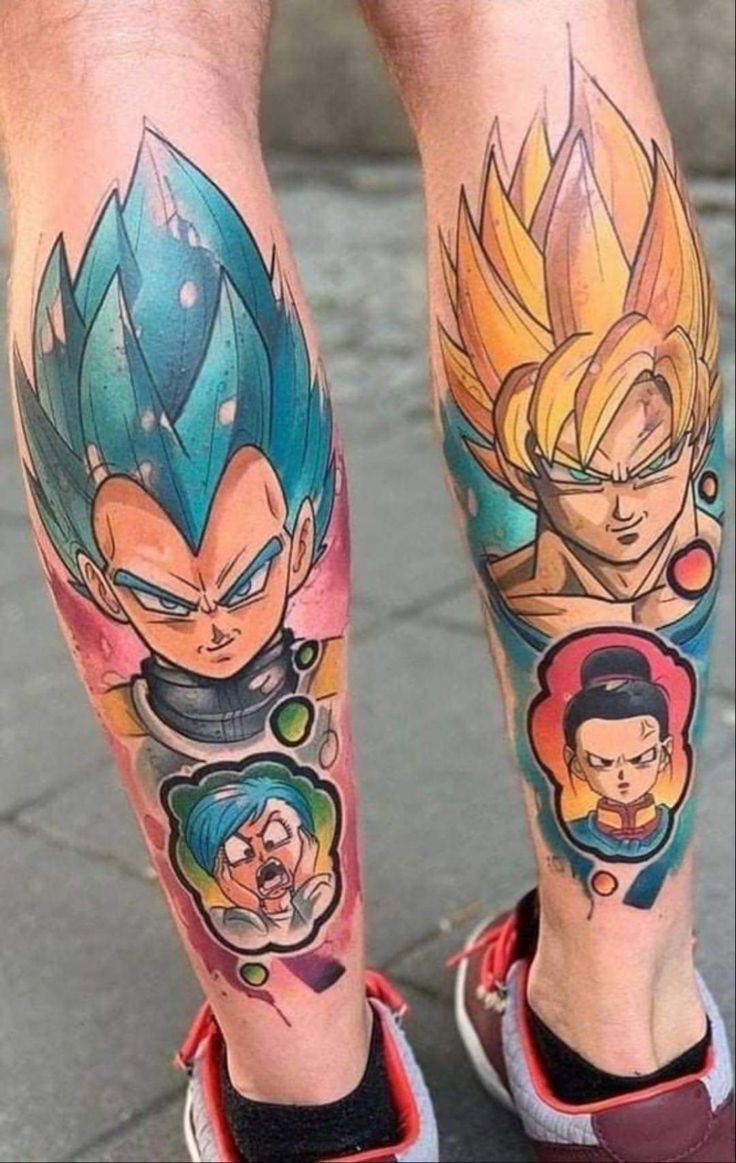 hình xăm dragon ball ở chân cho khách