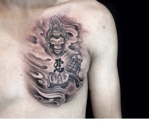 Ngộ Không đánh nhau với quỷ Top 33+ hình xăm tôn ngộ không mini đa sắc thái - Genztattoo