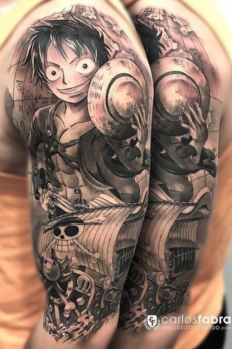Hình xăm Luffy toàn cánh tay dành cho nam Tổng hợp 777+ hình xăm luffy độc đáo và ấn tượng nhất - Genztattoo