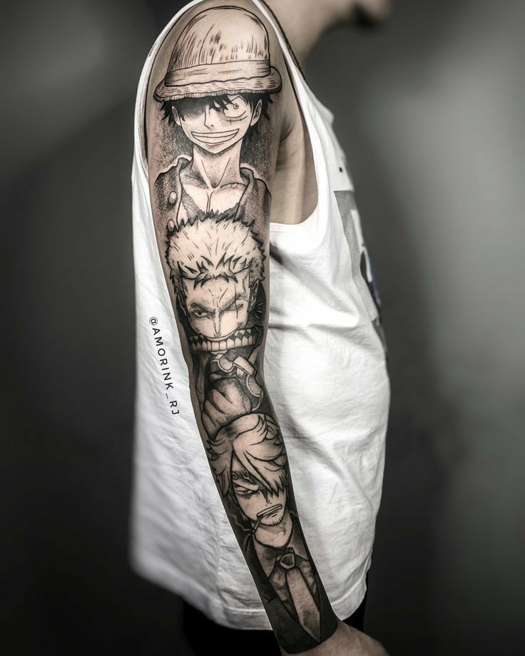Hình xăm toàn cánh tay của Luffy và băng đảng Tổng hợp 777+ hình xăm luffy độc đáo và ấn tượng nhất - Genztattoo