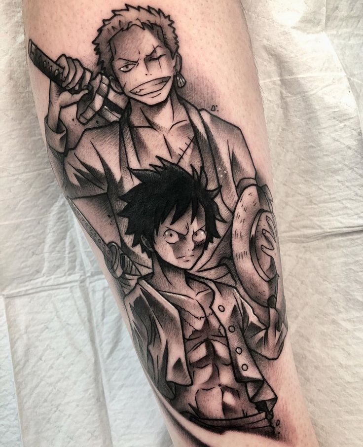 hình xăm luffy đen trắng ở chân Tổng hợp 777+ hình xăm luffy độc đáo và ấn tượng nhất - Genztattoo