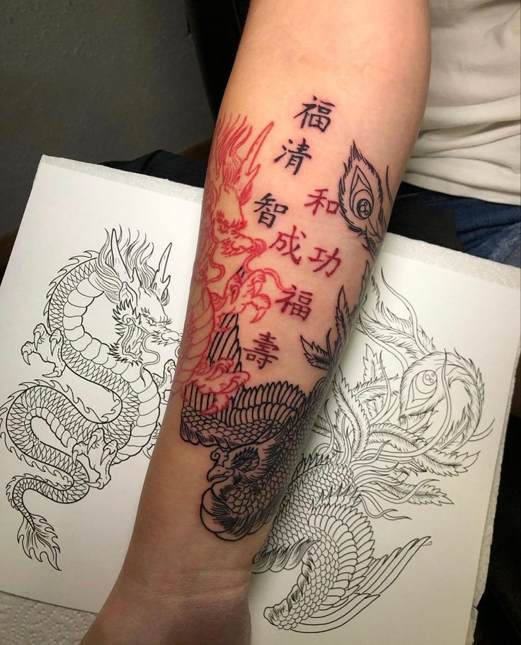 Thiết kế hình xăm hai con rồng thiết kế xăm hai chú rồng