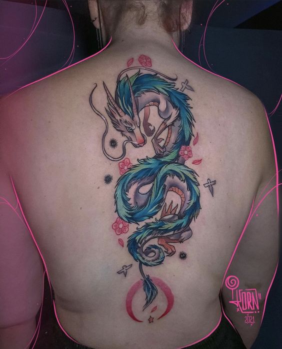 hình xăm rồng haku siêu ngầu ở lưng 99 mẫu hình xăm rồng xanh đẹp nhất cho anh em đam mê
