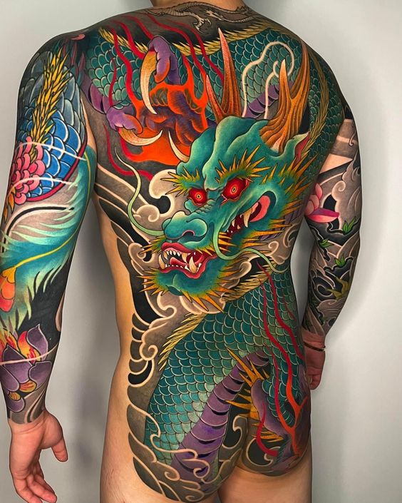 hình xăm quả thanh long toàn lưng cho nam mẫu 1 99 mẫu hình xăm rồng xanh đẹp nhất cho anh em đam mê