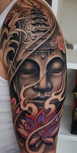 Thiết kế hoa sen tím và đức Phật ấn tượng Thiết kế hoa sen tím và đức Phật ấn tượng