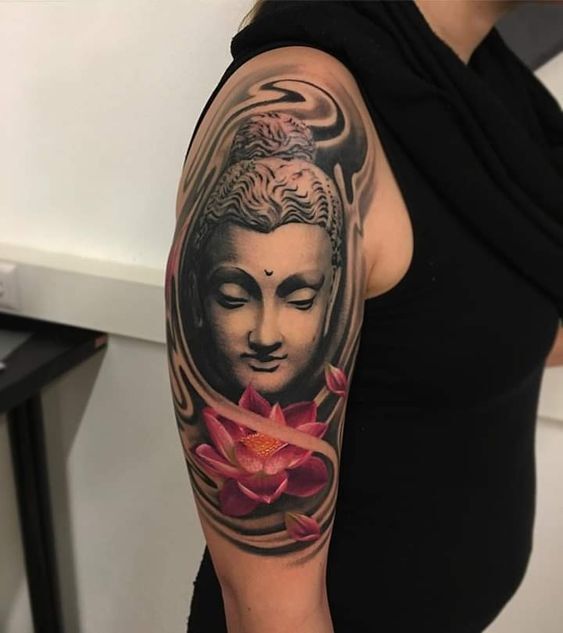 mẫu tattoo Phật và hoa sen cho nữ mẫu tattoo Phật và hoa sen cho nữ