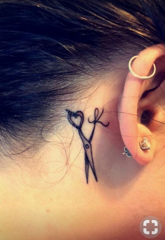 tattoo cây kéo sau tai đơn giản tattoo cây kéo sau tai đơn giản