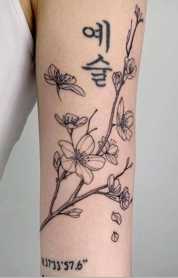 mẫu tattoo nghệ thuật hoa và chữ hàn quốc cực đẹp mẫu tattoo nghệ thuật hoa và chữ hàn quốc cực đẹp