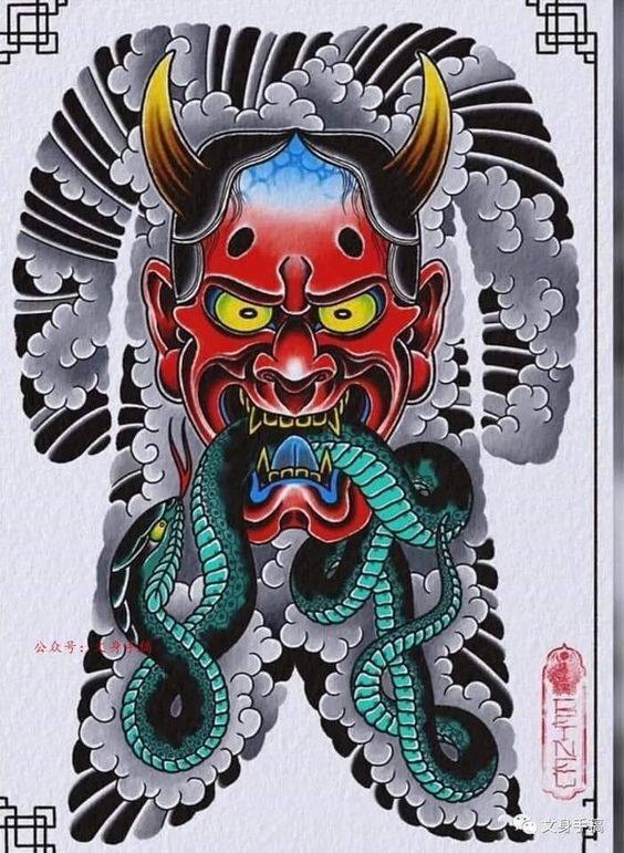 phác họa tattoo mặt quỷ dữ tơn với con rắn trong miệng phác họa tattoo mặt quỷ dữ tơn với con rắn trong miệng
